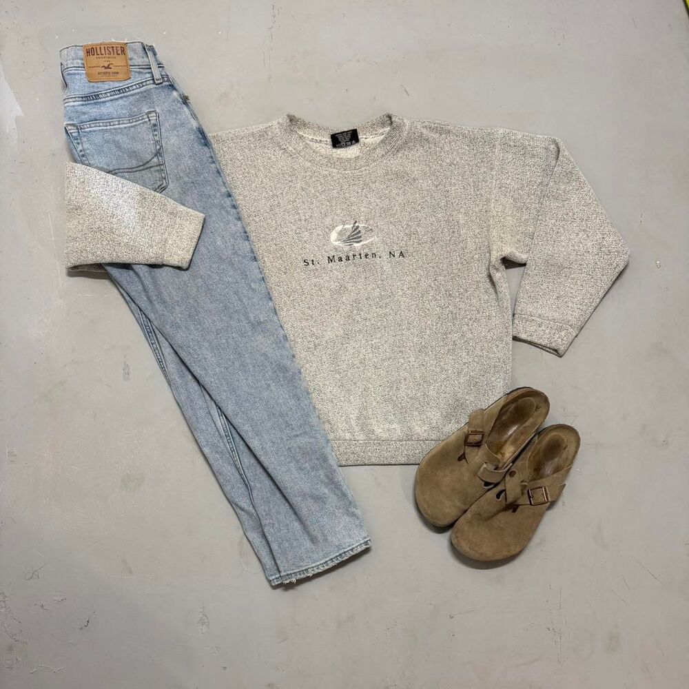 Exist Men's Grey and Blue Sweatshirt